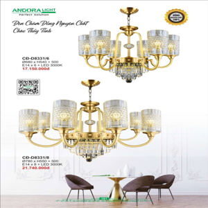 Đèn chùm hợp kim xi vàng CD-D8331/6