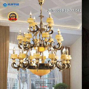 Đèn chùm nến cao cấp vàng đồng 1219/24
