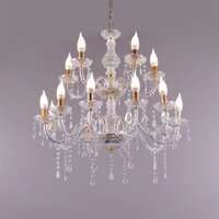 Đèn chùm nhựa pha lê 12 tay giá rẻ,nhưng chất lượng cao cấp chuẩn xịn - Tặng kèm 12 bóng LED nến (có ảnh chụp thật 100%)
