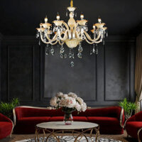 Đèn Chùm Pha Lê Nến Thân Thủy Tinh Khối 10 Bóng D800 HP-CN6099/10