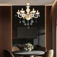 Đèn Chùm Pha Lê Nến Thân Thủy Tinh Khối 6 Bóng D580 HP-CN6099/6