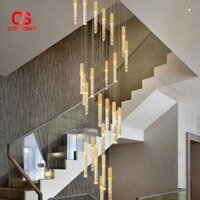 Đèn Chùm Pha Lê Nghệ Thuật Xoắn Ốc Mạ Vàng, Chiếu Sáng Lộng Lẫy