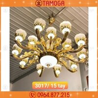 Đèn chùm phòng khách, đèn trần trang trí TAMOGA DCH 3017 + Tặng kèm bóng led AS Vàng