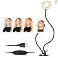 Đèn chụp ảnh Andoer Webcam Giá đỡ đèn 3,5 Inch Clip-On Mini USB Ring Light 3 chế độ chiếu sáng Thiết kế cánh tay linh hoạt có thể điều chỉnh độ sáng với giá đỡ điện thoại gắn trên Webcam cho Came-211