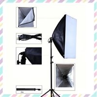 Đèn Chụp Ảnh Sản Phẩm, Bộ Đèn Studio, Quay Phim, Livestream Chuyên Nghiệp, Chân Đèn Cao 2m Kèm Softbox 50x70cm