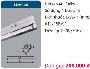 Đèn công nghiệp phản quang Duhal LDH120 1x9W