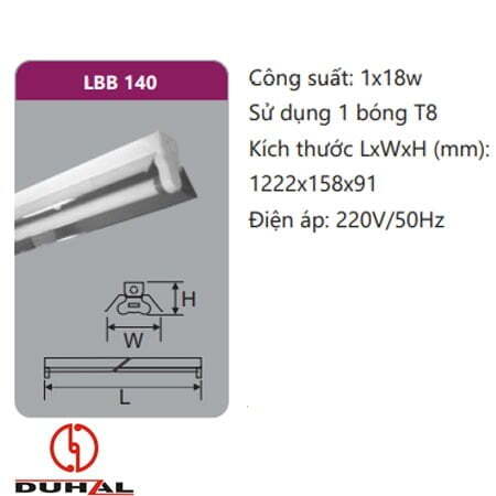 Đèn công nghiệp phản quang Duhal LBB140 1x18W