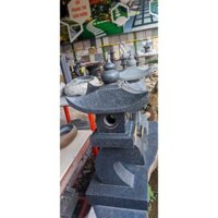 Đèn đá granite đen Huế đánh bóng kiểu nhật trang trí nhà cửa, sân vườn, hồ cá, trụ cổng, tiểu cảnh (hồ lô) KT: 86x39cm