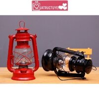 Đèn dầu đi bão kiểu cổ điển, đèn bão vintage đỏ, đen