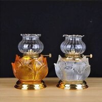 Đèn Dầu Hoa Sen Thủy Tinh 09    - Đèn Dầu Hoa Sen Thủy Tinh Cao Cấp Hàng Loại 1