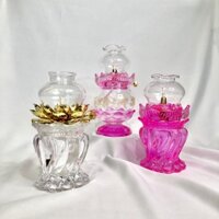 Đèn dầu Lưu Ly Cát Tường hoa sen thủy tinh