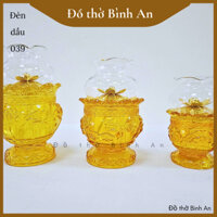Đèn dầu Lưu ly, đèn thờ hoa Sen pha lê 039 - Tâm kinh bát nhã - Đồ thờ Bình An - Decor Phong thủy