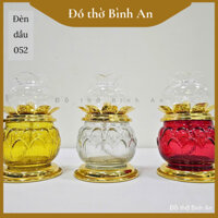 Đèn dầu Lưu ly, đèn thờ hoa Sen pha lê 052 - Tâm kinh bát nhã - Đồ thờ Bình An - Decor Phong thủy