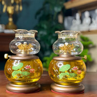 Đèn dầu lưu ly thuỷ tinh hoa sen trưng ban thờ