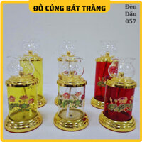 Đèn Dầu Thờ Cúng Hình Trụ Hình Sen Chất Liệu Thủy Tinh, Đèn dầu hỏa đặt bàn thờ Mã Đèn 057 - Đồ Cúng Bát Tràng