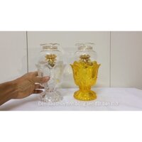 Đèn dầu thủy tinh bông sen 20cm đặt trên ban thờ