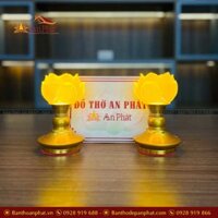 Đèn để bàn thờ lưu ly 1 bông thân vàng DT1039