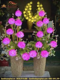 Đèn để bàn thờ mẫu hoa sen hồng DT982