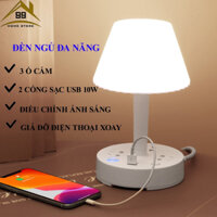 Đèn Để Bàn Thông Minh, Đèn Ngủ Kết Hợp Ổ Cắm USB, 3 Màu Sắc Có Sạc Nhanh