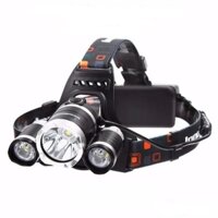 Đèn đeo đầu 3 bóng Công nghệ LED XML Cree T6 Siêu Sáng -  Đèn pin đội đầu,đeo trán 2 pin sạc 3 bóng led siêu sáng