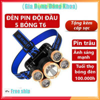 Đèn Đeo Đầu 5 Bóng Siêu Sáng 4 Chế Độ Chiếu Xa, Rộng, Nháy Đèn, Đèn Pin Đội Đầu Chống Nước Tiện Dụng - Đăng Khoa GD - Gi