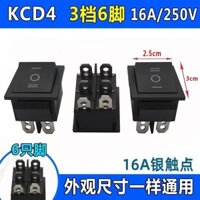Đèn đỏ 6 chân 3 cấp KCD4 đôi dao đôi ném xe đẩy ba cấp độ sáu chân nghiêng và đảo ngược nguồn điện công tắc loại tàu chung