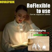 Đèn đọc sách kẹp NOVASPARK, Đèn đọc sách 3 độ sáng có thể sạc lại, Đèn ngủ Mini ABS bảo vệ mắt tiện lợi Cắm trại