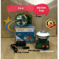 ĐÈN ĐỘI ĐẦU LÍNH T4 THÁI/ 2 CÔNG TẮC/ ĐÈN BÁO PIN/ CỤC SẠC 2 CHÂN