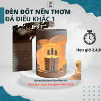 Đèn đốt nến thơm đá điêu khắc - Chỉnh sáng, Hẹn giờ - Chất liệu Xi măng compersis