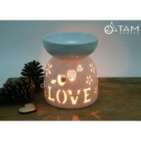 Đèn đốt tinh dầu bằng nến Gốm trắng chữ LOVE cao 12cm số 16 tttm
