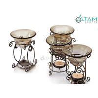 Đèn đốt tinh dầu khung sắt Bắc Âu DDTD-KS-01_TAN