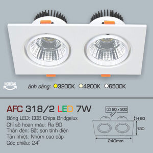 Đèn downlight led Anfaco 318/2 - 7Wx2