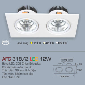 Đèn downlight led Anfaco 318/2 - 12Wx2