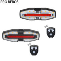 Đèn đuôi xe đạp PRO BEROS có đèn báo rẽ và đèn phanh tự động USB có thể sạc lại từ xa không dây Báo động còi xe đạp từ xa