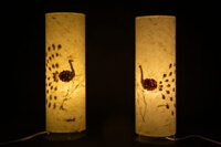 Đèn giấy dó chú công hoa khô GD002, đèn trang trí nội thất, đèn để bàn phòng ngủ