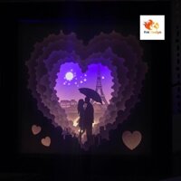 Đèn giấy nghệ thuật - Love 03 - Trái tim - Kirigami lightbox