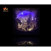 Đèn giấy nghệ thuật - Người đẹp và quái vật (Kirigami lightbox)