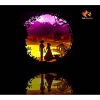 Đèn giấy nghệ thuật - Tòa lâu đài di động của Howl (Kirigami lightbox)