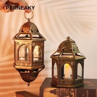 Đèn gió LED PERNEAKY, Đèn lồng LED bằng nhựa rỗng cổ điển, Đèn LED bằng đồng Eid Mubarak Hồi giáo