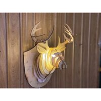 Đèn gỗ đầu hươu decor trang trí