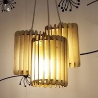 Đèn gỗ giá rẻ ( combo 3 chiếc ) gồm đèn, đui, bóng .