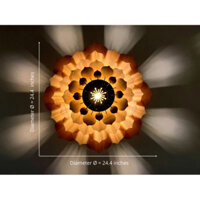 Đèn gỗ hoa sen đá, đèn gỗ trang trí hoa sen, đèn gỗ decor, đèn cafe, đèn ngủ