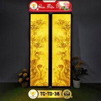 Đèn Hào Quang Cây Trúc In Tranh Trúc Chỉ Bộ Đôi CHÂN THIỆN MỸ, Trang Trí Bàn Thờ, Trang Thờ Treo Tường TC-TD-38