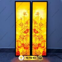 Đèn Hào Quang In Tranh Trúc Chỉ Hoa Sen Bộ Đôi, Trang Trí  Bàn Thờ, Phòng Thờ Treo Tường TC-TD-43