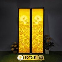 Đèn Hào Quang Phật Hoa Sen In Tranh Trúc Chỉ Bộ Đôi CHÂN THIỆN MỸ, Tranh Treo Phòng Thờ Cùng Tượng Phật TC-TD-21