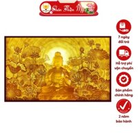 Đèn Hào Quang Phật Quan Âm In Tranh Trúc Chỉ Hoa Sen Ngang CHÂN THIỆN MỸ, Trang Trí Bàn Thờ Phật,Treo Phòng Thờ TC-TN-20