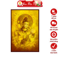 Đèn Hào Quang Phật Quan Âm In Tranh Trúc Chỉ Hoa Sen Dọc CHÂN THIỆN MỸ, Trang Trí Bàn Thờ Phật, Treo Phòng Thờ TC-TE-32