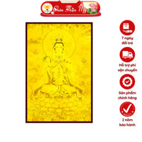 Đèn Hào Quang Phật Quan Âm In Tranh Trúc Chỉ Hoa Sen Dọc CHÂN THIỆN MỸ, Trang Trí Bàn Thờ Phật, Treo Phòng Thờ TC-TE-29