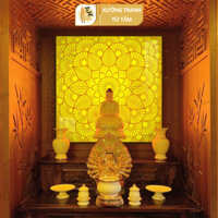 Đèn Hào Quang Phật TỪ TÂM, Tranh Trúc Chỉ VUÔNG, Hào Quang LED, Trang Trí Bàn Thờ, Đèn Thờ Phật,Tranh MANDALA TUTAM-TC21