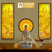Đèn Hào Quang Phật TỪ TÂM, Tranh Trúc Chỉ ĐỐI, Hào Quang LED, Trang Trí Bàn Thờ, Đèn Thờ Phật mẫu MINH NGUYỆT TUTAM-TC17